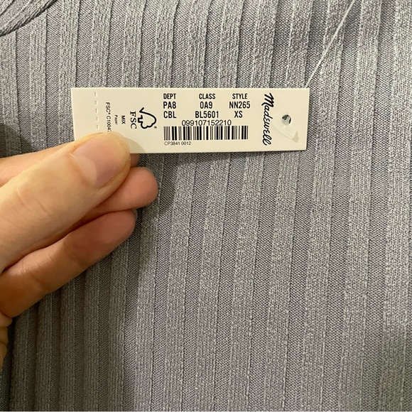 Madewell | NWT Ribbed Square Neck Long Sleeve Tee - Picture 9 of 12